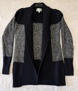 Anthropologie Ruby Moon Black & Gray Chunky Knit Open Cardigan Size S